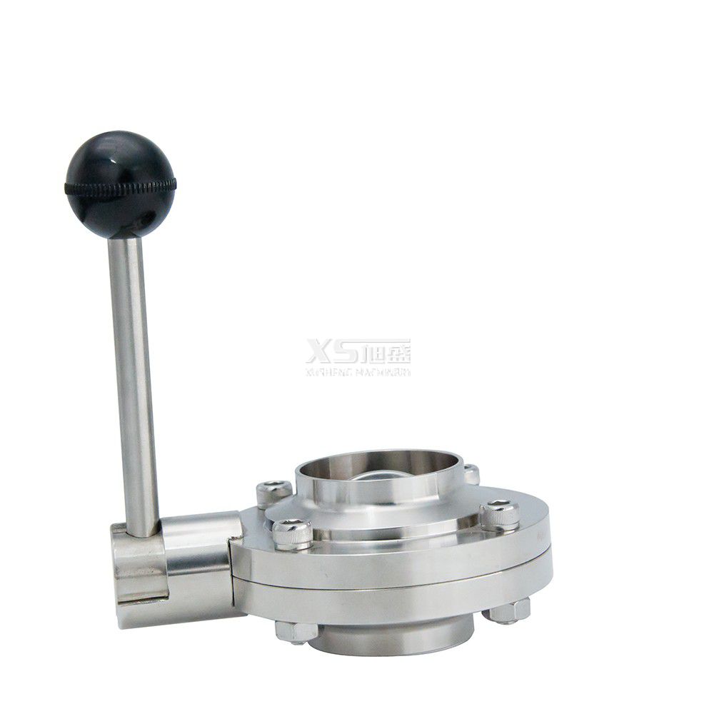 Stainless Steel SS304 Hygienic Weld Butterfly Valve with Multi-Position Handle
